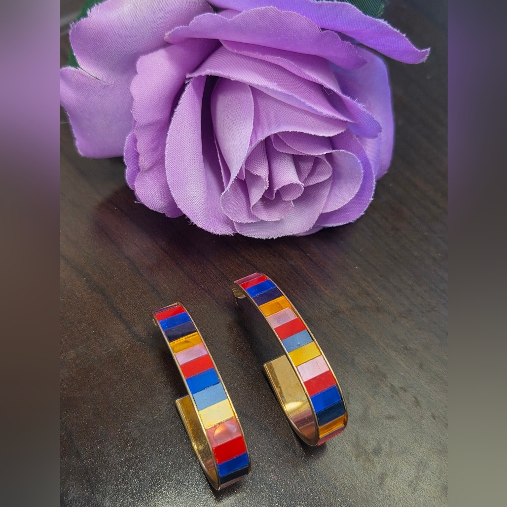 Colorful Mosaic Hoop Earrings